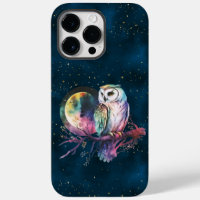 Mystical Rainbow Owl and Full Moon Celestial