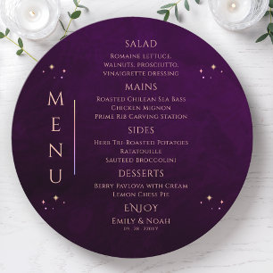 Mystical Rainbow Plum Sun Moon Stars Space Wedding Menu