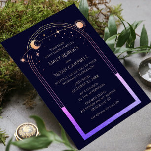 Mystical Rainbow Sun Star Moon Astronomy Space Invitation