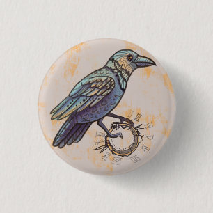 mystical raven 3 cm round badge