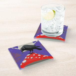 Mystical Raven Glass Coasters
