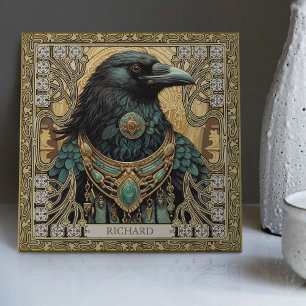 Mystical Raven Spirit Personalised Tribal Ceramic Tile
