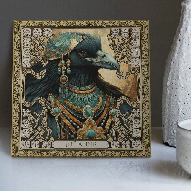 Mystical Raven Spirit Personalised Tribal Ceramic Tile (Creator Uploaded)