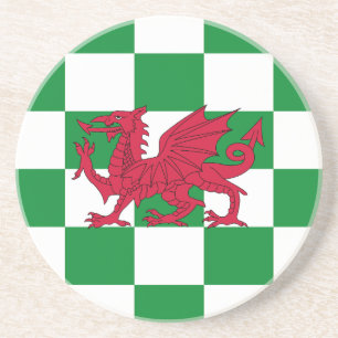 Mystical Red Celtic Dragon Flag of Wales Coaster
