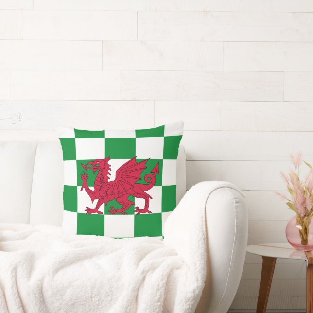 Mystical Red Celtic Dragon Flag of Wales Cushion (Couch)