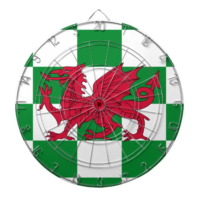 Mystical Red Celtic Dragon Flag of Wales Dartboard (Front)