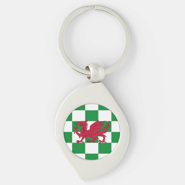 Mystical Red Celtic Dragon Flag of Wales Key Ring (Front)