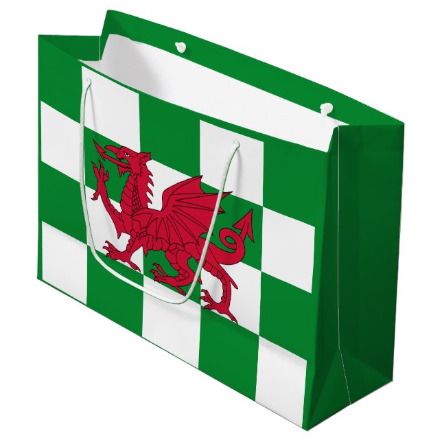 Mystical Red Celtic Dragon Flag of Wales Large Gift Bag (Front Angled)