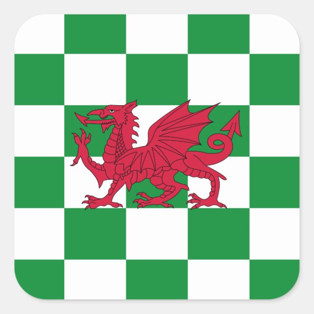 Mystical Red Celtic Dragon Flag of Wales Square Sticker (Front)