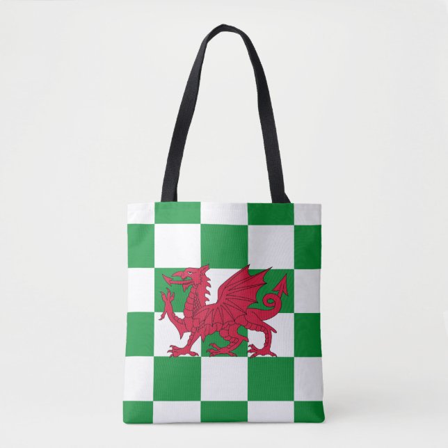 Mystical Red Celtic Dragon Flag of Wales Tote Bag (Front)