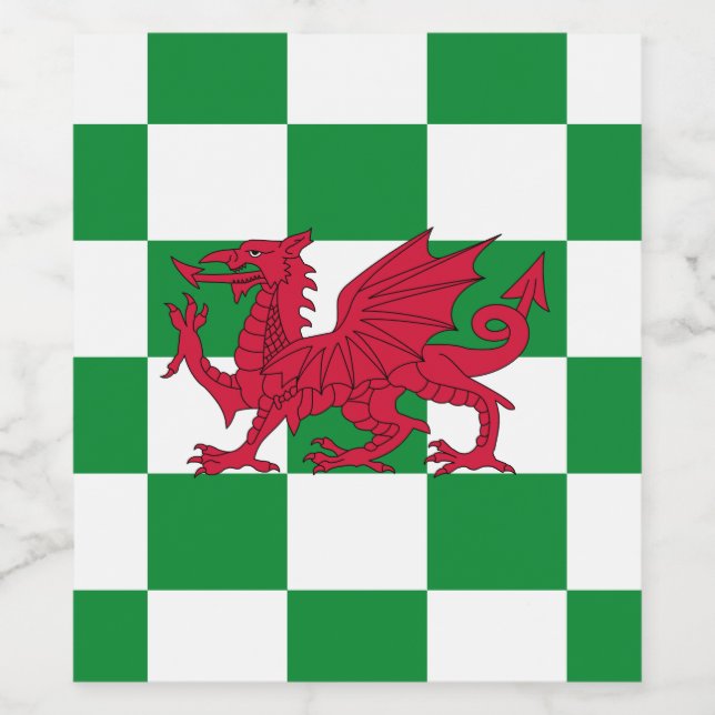 Mystical Red Celtic Dragon Flag of Wales Wine Label (Single Label)