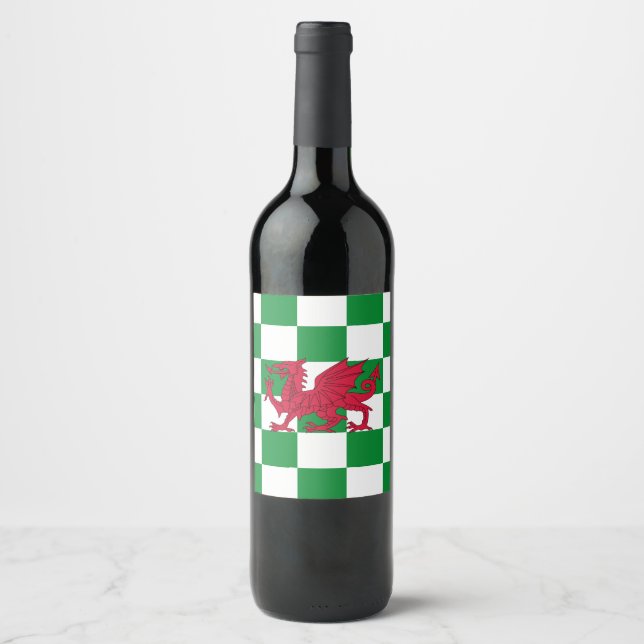 Mystical Red Celtic Dragon Flag of Wales Wine Label (Front)