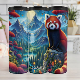 Mystical Red Panda in Mountains Thermal Tumbler