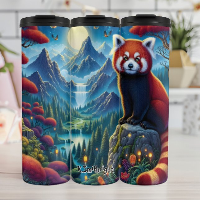 Mystical Red Panda in Mountains Thermal Tumbler (Creator Uploaded)