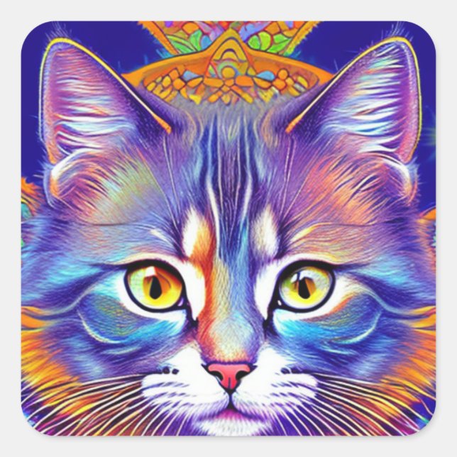 Mystical Royal Cat Square Sticker (Front)