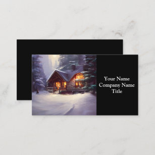 Mystical Rustic Log Cabin Amongst The Evergreens Business Card