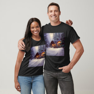 Mystical Rustic Log Cabin Amongst The Evergreens T-Shirt