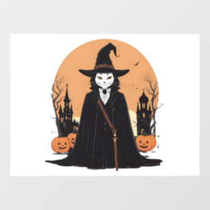 Mystical Salem Black Cat with Pumpkins