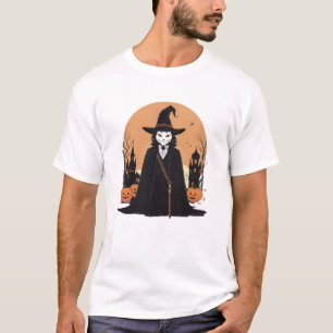 Mystical Salem Black Cat with Pumpkins T-Shirt