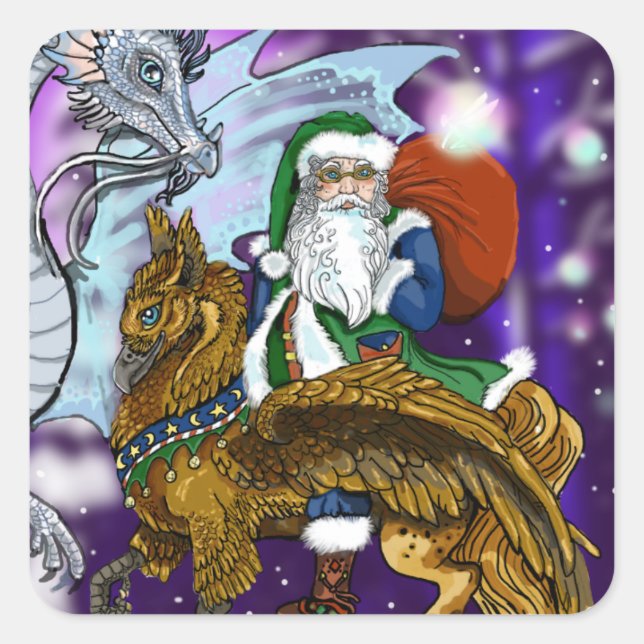 Mystical Santa Square Sticker (Front)