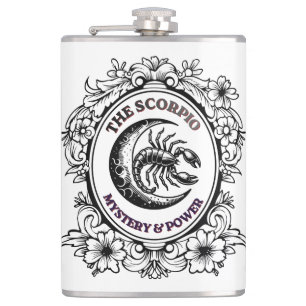 Mystical Scorpio Master of Mystery Art Hip Flask