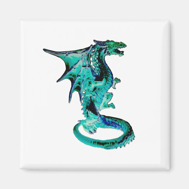 Mystical Sea Blue Dragon Mythical Fantasy Creature Magnet (Front)