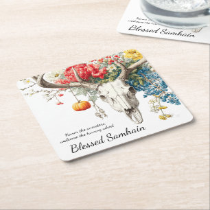 Mystical Seasons   Samhain Witchy Design Square Paper Coaster