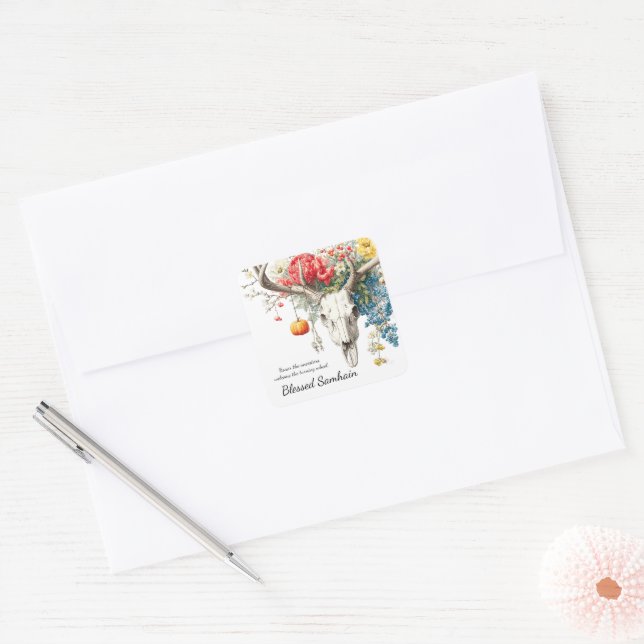 Mystical Seasons | Samhain Witchy Design Square Sticker (Envelope)
