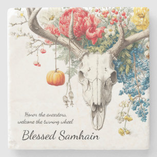 Mystical Seasons   Samhain Witchy Design Stone Coaster