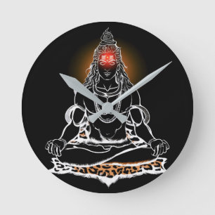 Mystical Shiva Meditation: Divine Line Art Round Clock