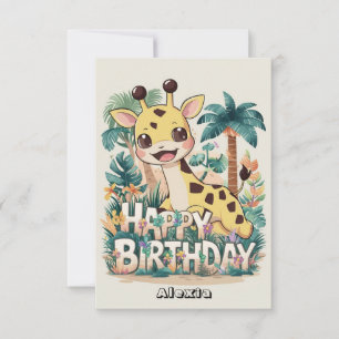 Mystical Simple Giraffe Birthday Card