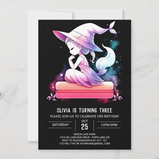 Mystical Simple Wizard Birthday Invitation (Front)