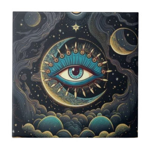 Mystical Single Eye in the Galaxy Ceramic Tiles