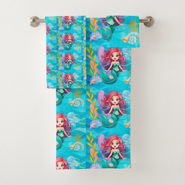 mystical siren design bath towel set (Insitu)