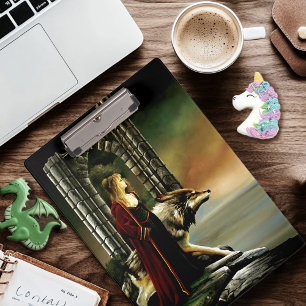 Mystical Sorceress Wolf Guardian Stone Portal  Mini Clipboard