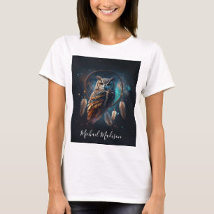 Mystical Space Owl with Dreamcatcher Art        T-Shirt