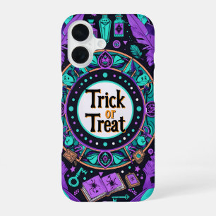 Mystical Spellbook Trick or Treat Halloween Design iPhone 16 Case