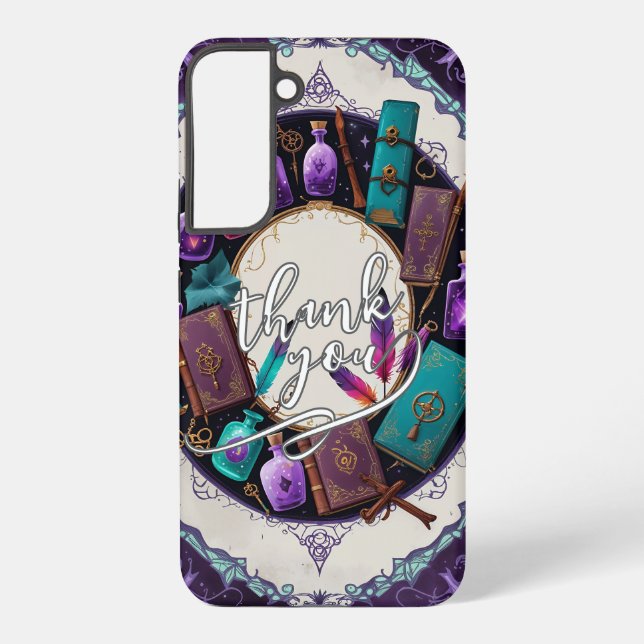 Mystical Spellbook Wreath Thank You Design Samsung Galaxy S22+ Case (Back)