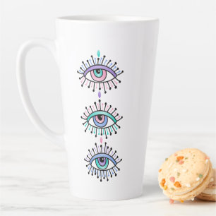 Mystical Spiritual Eyes - Third Eye Motif on white Latte Mug