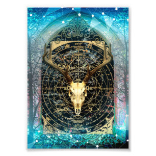 Mystical Stag Skull Dark Fairytale Art Print