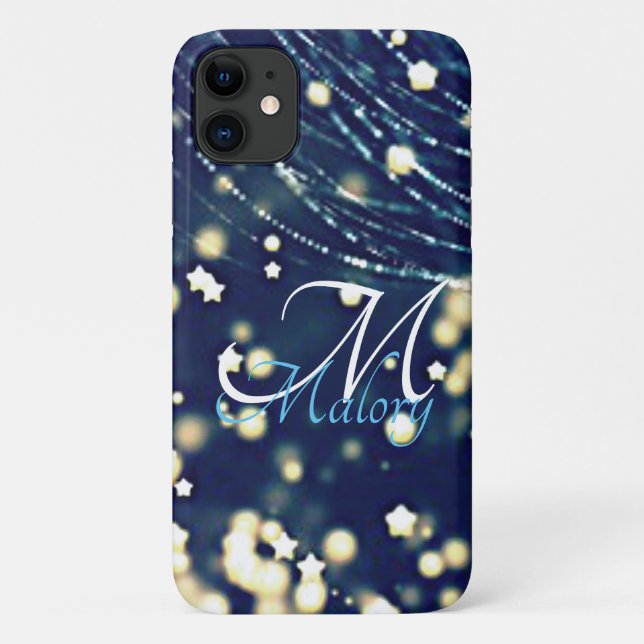 Mystical Stars Monogram Sparkle Personalised       Case-Mate iPhone Case (Back)