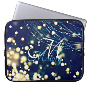 Mystical Stars Monogram Sparkle Personalised Laptop Sleeve