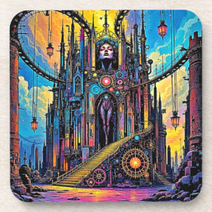 Mystical Steampunk Cathedral Coaster