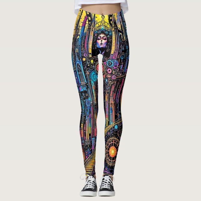 Mystical Steampunk Cathedral Leggings (Front)