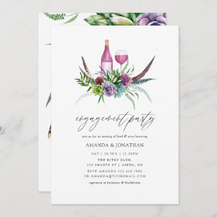 Mystical Succulent Engagement Party Wine Tasting Invitation