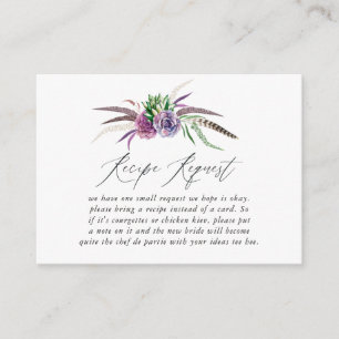 Mystical Succulents Bridal Shower Recipe Request Enclosure Card