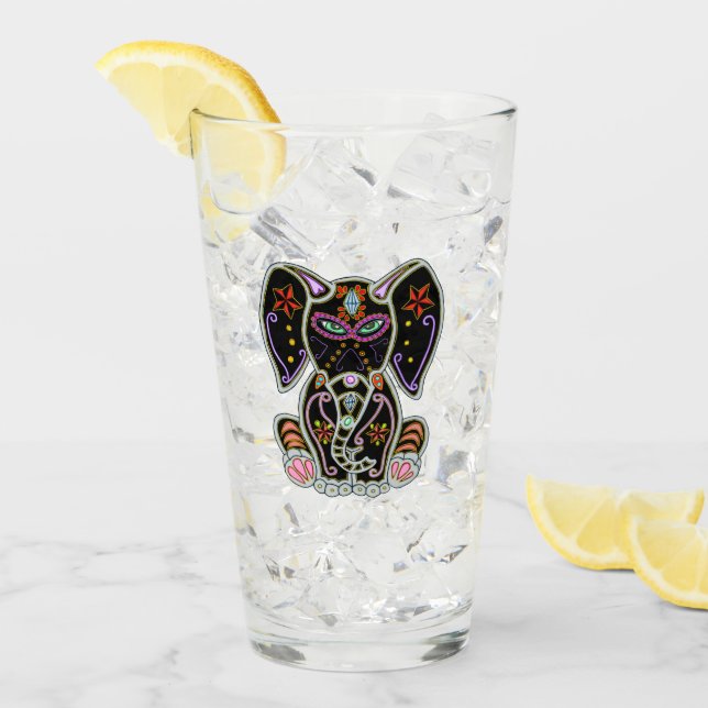 Mystical Sugar Skull Elephant Glass (Front Ice)