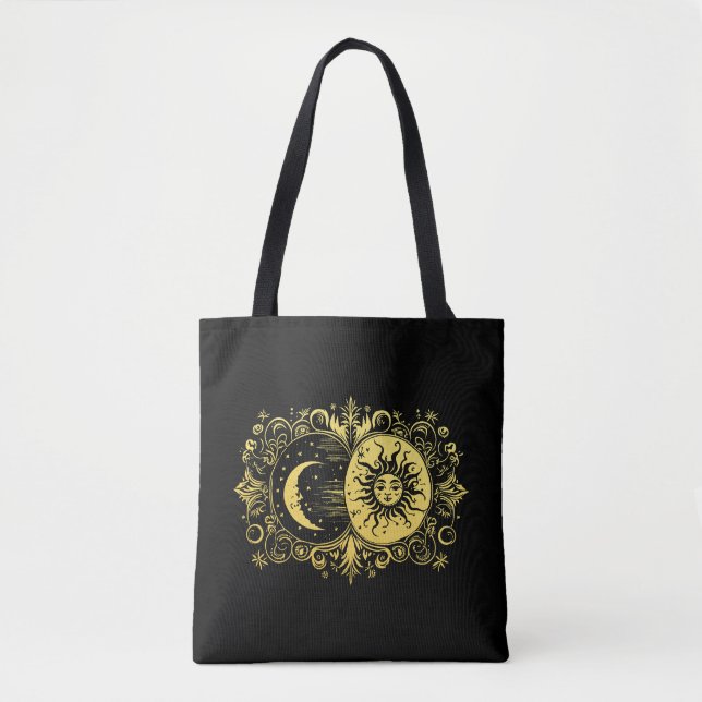 Mystical Sun and Moon in Gold Tote Bag (Front)