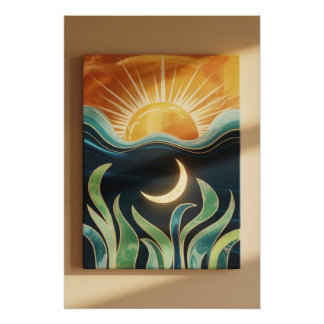 Mystical Sun Moon Bohemian Abstract Nature Decor