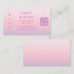 Mystical Sunset Pink Budget QR Code RSVP Enclosure Card
